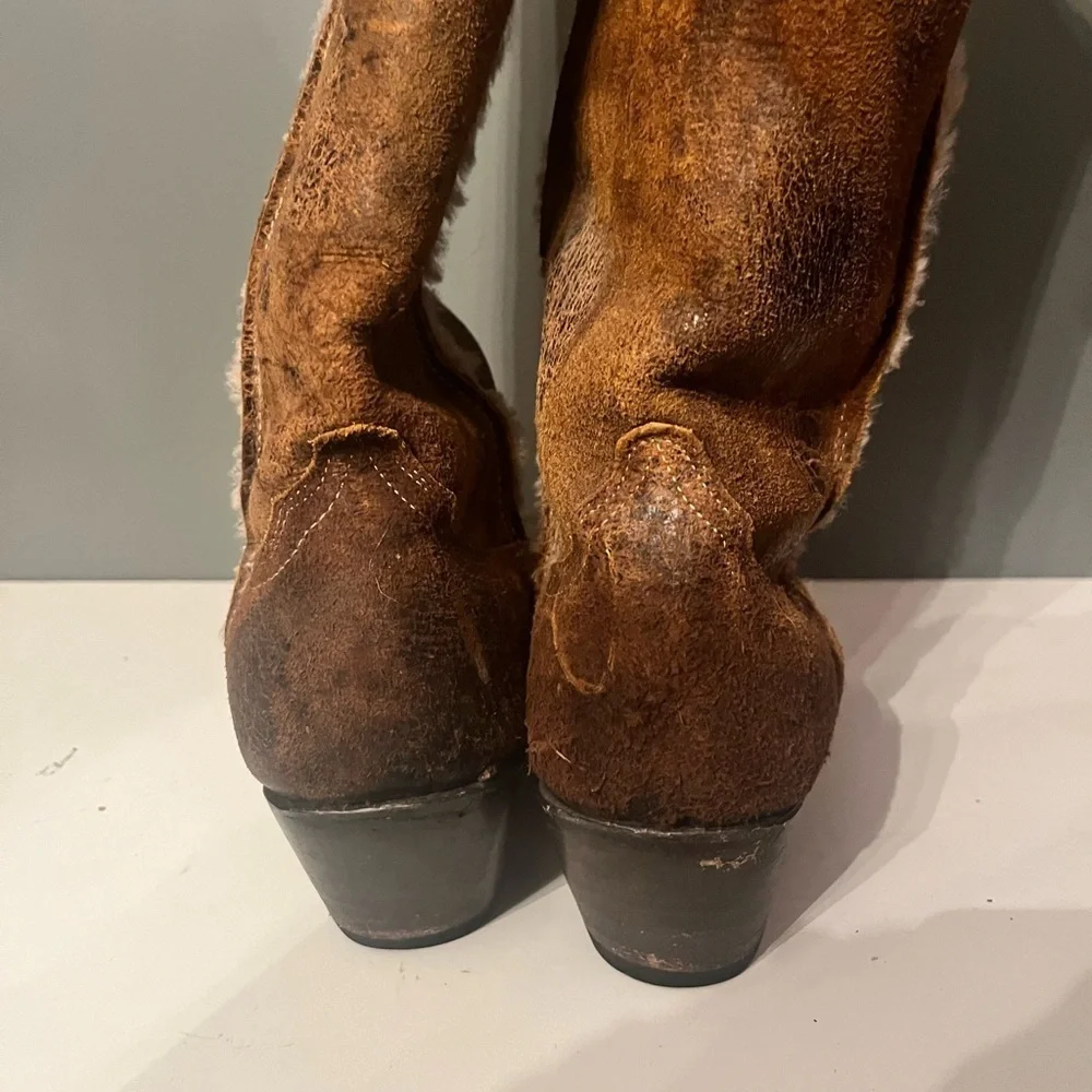 John B Stetson Lined Boots Womans 9 Brown Distressed